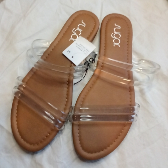 SUGAR WOMENS CLEAR STRAPPY BILAL SANDALS SZ M  7.5 - Picture 6 of 9